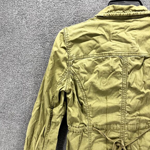 Hollister Parka Jacket Junior Large Olive Green Adjustable strings button pocket - Picture 9 of 16